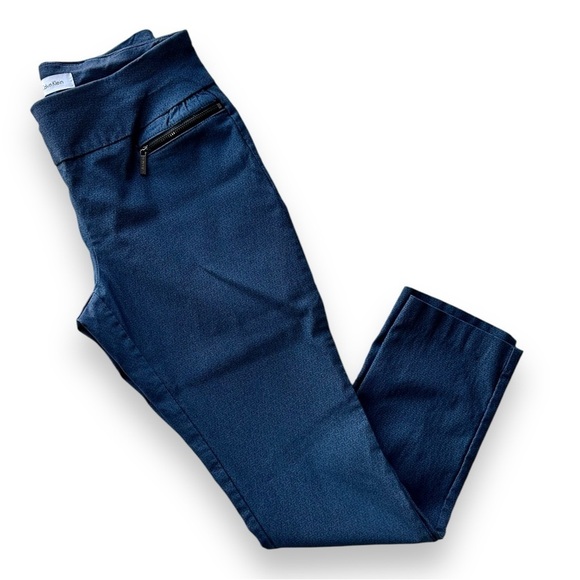 CALVIN KLEIN DARK BLUE PATTERNED PONTE SKINNY PANTS  SIZE XS - Picture 2 of 9